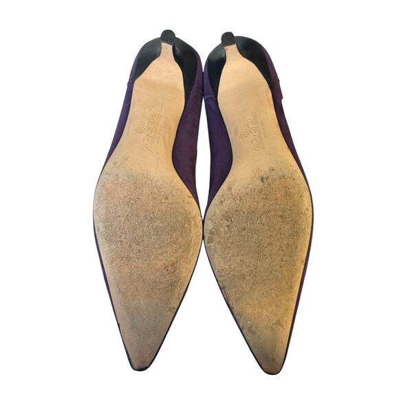 Brooks Brothers Plum Purple Suede Low Kitten Heel Pumps Tassel Pointed Toe 8.5 - Picture 6 of 7